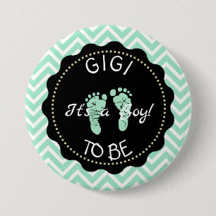 Gigi wordt Green Chevron Baby shower-knop Ronde Button 7,6 Cm
