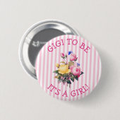 GIGI wordt Pink Floral Baby shower Button (Voorkant /achterkant)