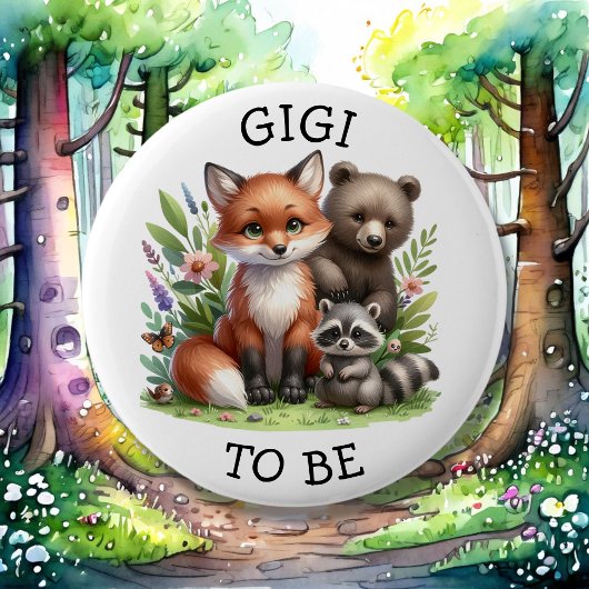 Gigi wordt | Woodland Creatures Baby shower Ronde Button 5,7 Cm