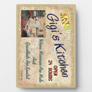 Gigi's Keuken waar kleinkinderen gespuugd plaque z Fotoplaat