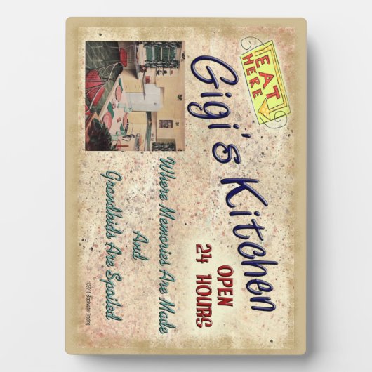 Gigi's Keuken waar kleinkinderen gespuugd plaque z Fotoplaat (voorkant)