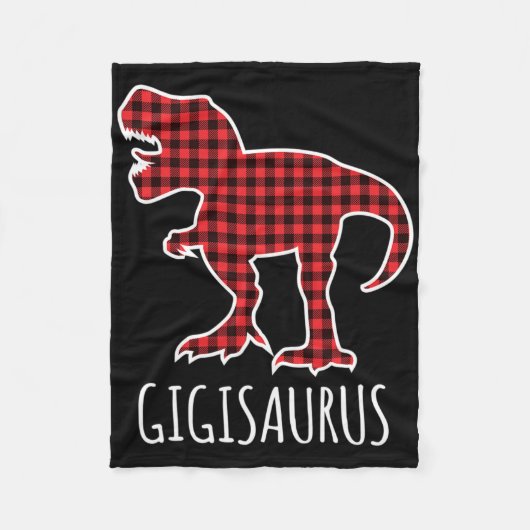 Gigisaurus Buffalo Plaid Dinosaur Grappige Matchin Fleece Deken (Voorkant)