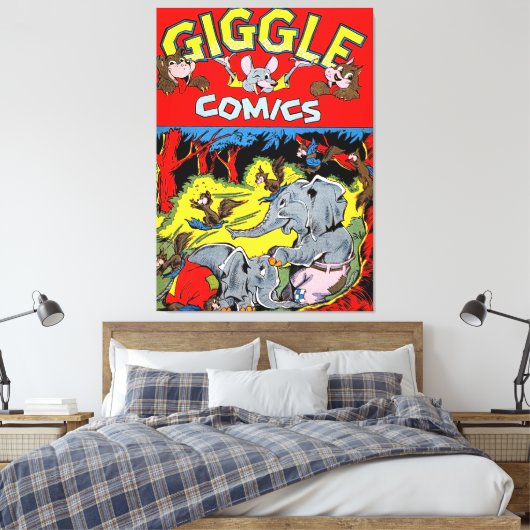 Gigle Elephant Animal  Comics Canvas Afdruk (Insitu (Slaapkamer))
