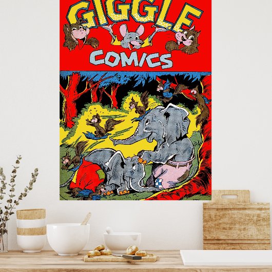Gigle Elephant Animal  Comics Poster (Keuken)