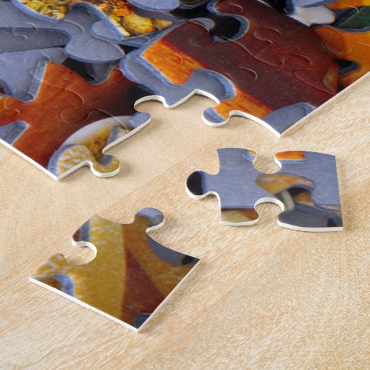 Gigreerde stukjes aangepaste tekst kleurrijk uniek legpuzzel (Zijkant)