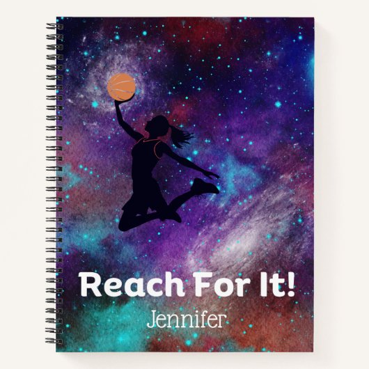 Giirls Basketball Motivational Spiral Notebook Notitieboek (Voorkant)