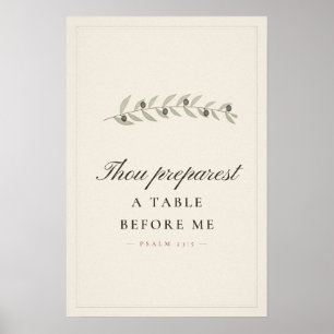 Gij Bereidt een Tafel Psalm 23:5 Eetkamer Kunst Poster