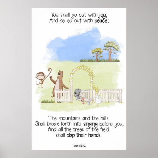 Gij zult uitgaan met vreugde Jesaja 55:12 Poster (Voorkant)