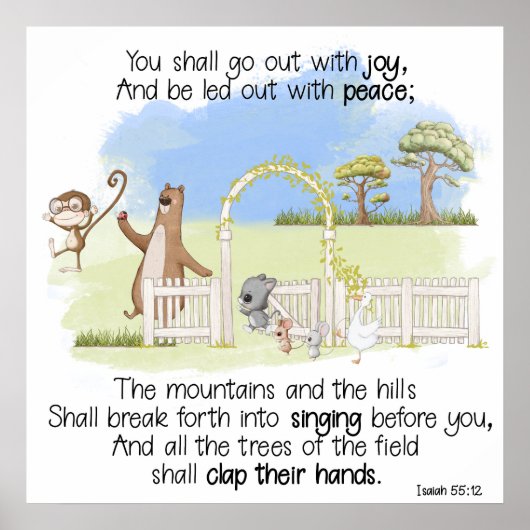 Gij zult uitgaan met vreugde Jesaja 55:12 Poster (Voorkant)