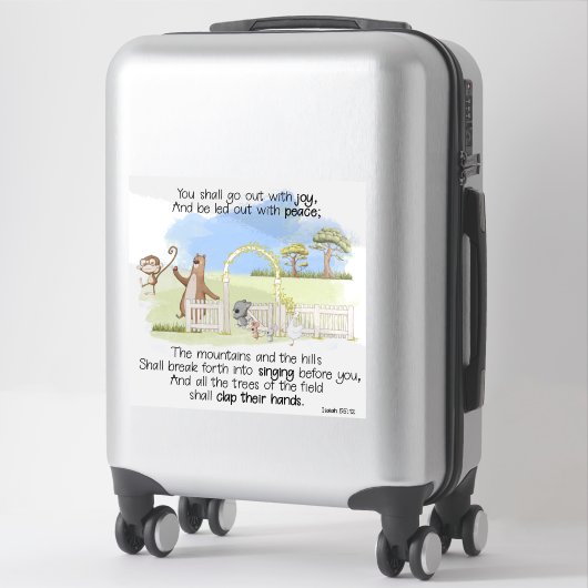 Gij zult uitgaan met vreugde Jesaja 55:12 Sticker (Koffer)