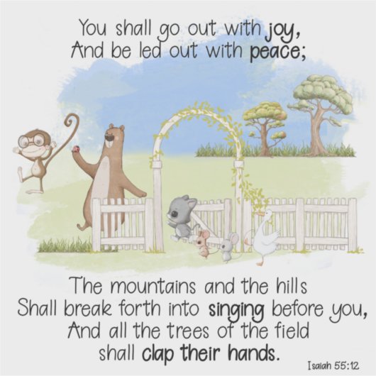 Gij zult uitgaan met vreugde Jesaja 55:12 Sticker (Voorkant)