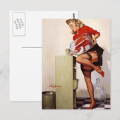 Gil Elvgren - een verfrissende lift -  pin omhoog Briefkaart (Voorkant / Achterkant)