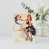 Gil Elvgren -  pin-up Briefkaart (Staand voorkant)