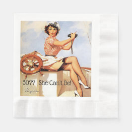 Gil Elvgren Pin Up Dragen Captains Pet Verrekijker Servet