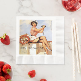 Gil Elvgren Pin Up met kapiteinshoed en verrekijke Servet