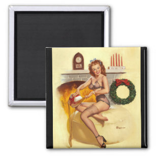 GIL ELVGREN voor Fireplace,1940s Pin Up Art Magneet