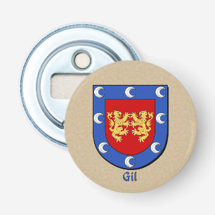 Gil Heraldic Arms op Parchment Style Terug Button Flesopener