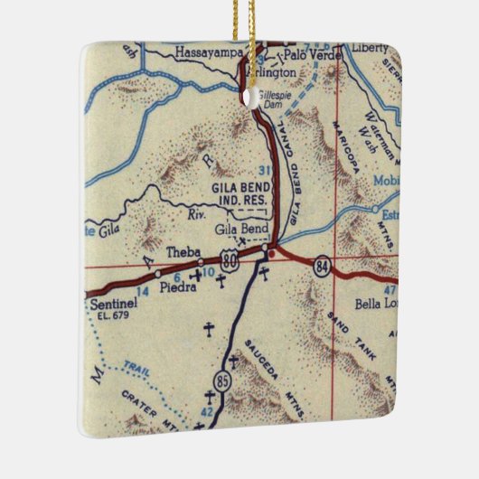 Gila Bend AZ  Map Keramisch Ornament (Rechts)