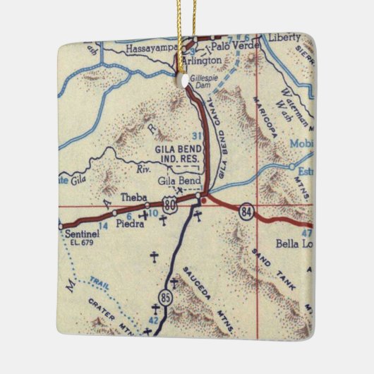 Gila Bend AZ  Map Keramisch Ornament (Links)