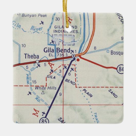 Gila Bend AZ  Map Keramisch Ornament (Voorkant)