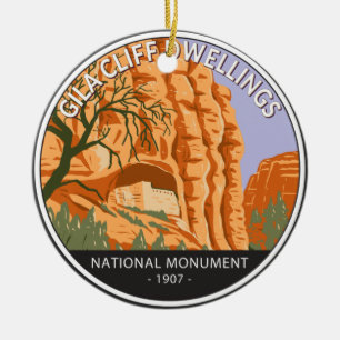 Gila Cliff Dwellings National Monument Circle Keramisch Ornament