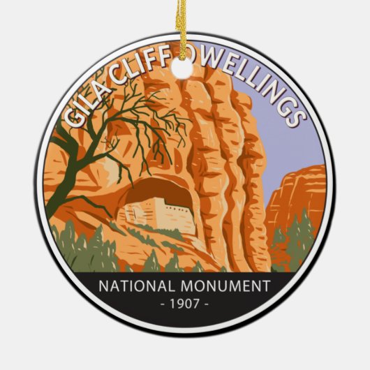 Gila Cliff Dwellings National Monument Circle Keramisch Ornament (Achterkant)