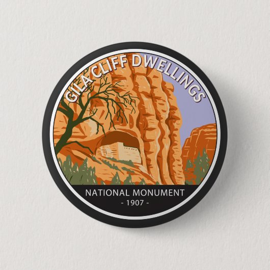 Gila Cliff Dwellings National Monument Circle Ronde Button 5,7 Cm (Voorkant)