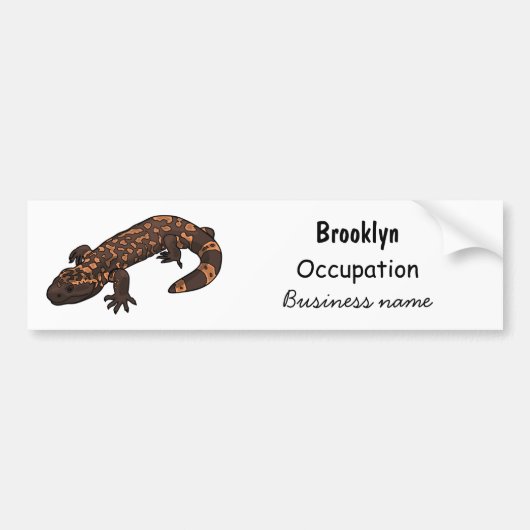 Gila monster cartoon illustratie bumpersticker (Voorkant)