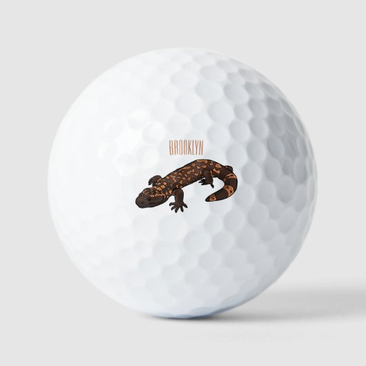 Gila monster cartoon illustratie golfballen (Voorkant)