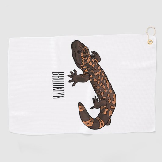 Gila monster cartoon illustratie golfhanddoek (Horizontaal)
