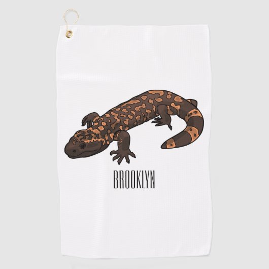 Gila monster cartoon illustratie golfhanddoek (Voorkant)