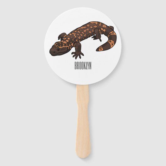 Gila monster cartoon illustratie handwaaier (Voorkant)