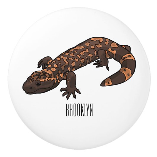 Gila monster cartoon illustratie keramische knop (Voorkant)
