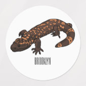 Gila monster cartoon illustratie labels (Design 2)