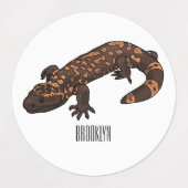 Gila monster cartoon illustratie labels (Design 1)