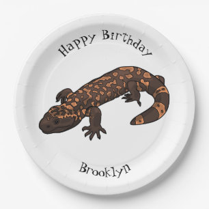 Gila monster cartoon illustratie papieren bordje