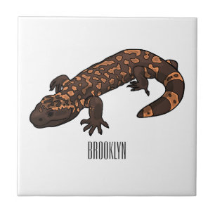 Gila monster cartoon illustratie tegeltje