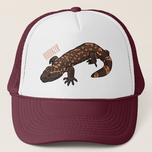 Gila monster cartoon illustratie trucker pet (Voorkant)