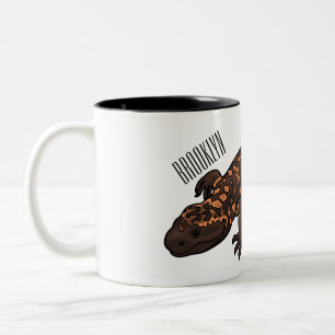 Gila monster cartoon illustratie tweekleurige koffiemok