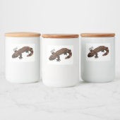 Gila monster cartoon illustratie voedselcontainer etiket (Flessen)