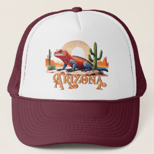 Gila Monster-hagedis in woestijn gelabeld Arizona Trucker Pet