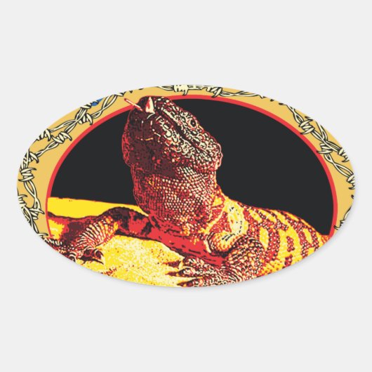 Gila Monster over defensie Ovale Sticker (Voorkant)
