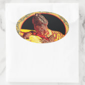 Gila Monster over defensie Ovale Sticker (Tas)