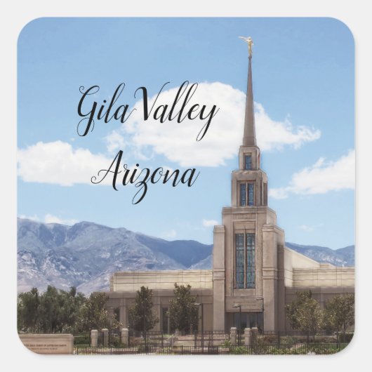 Gila Valley Arizona Temple Vierkante Sticker (Voorkant)