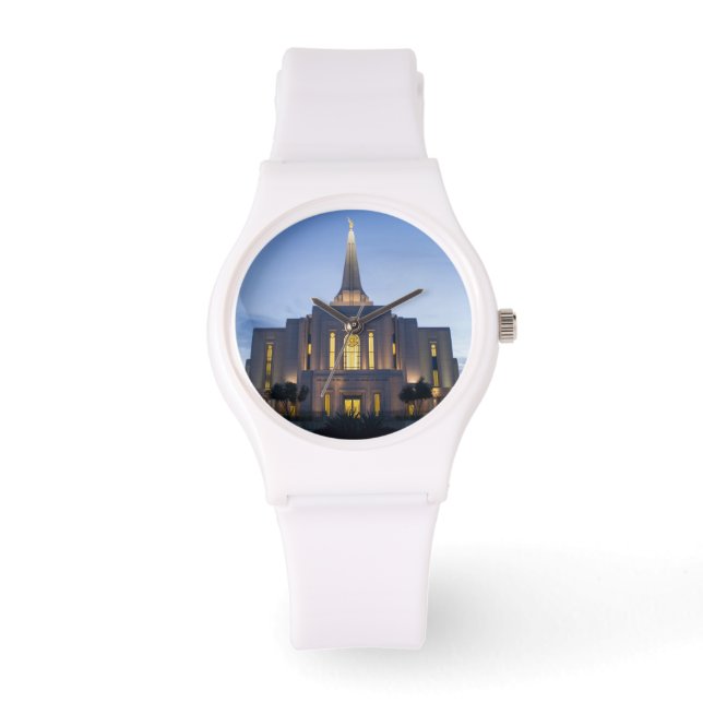 Gilbert Arizona LDS Temple White Silicon Watch Horloge (Voorkant)