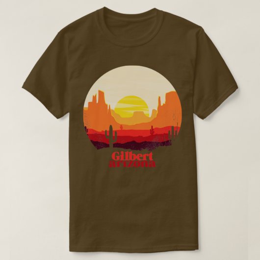 Gilbert Arizona Woestijn Illustratie Vintage Aande T-shirt (Design voorkant)