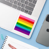 Gilbert Baker Gay Pride Flag Small Square Sticker (Laptop met iPhone)