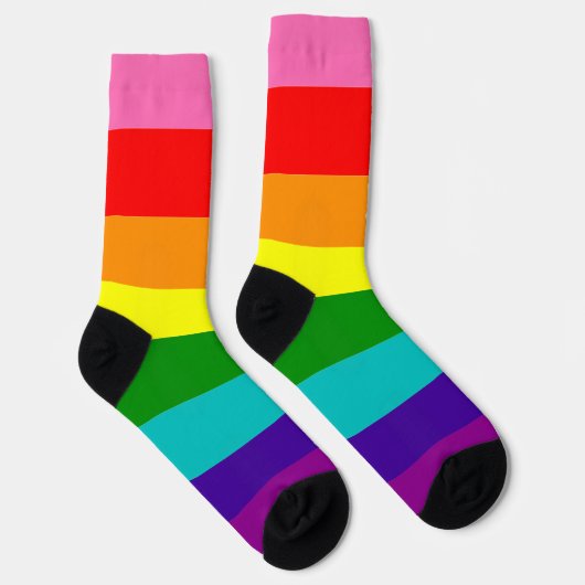 Gilbert Baker Pride Rainbow Gestreepte LGBT Sokken (Rechts)