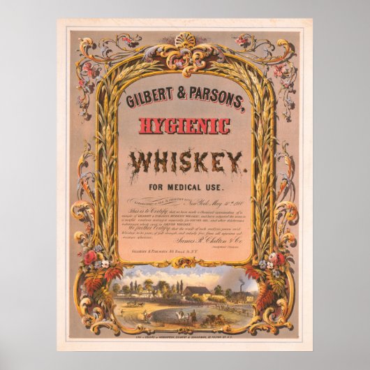 Gilbert & Parsons, Hygienic Whiskey Vintage Ad Poster (Voorkant)