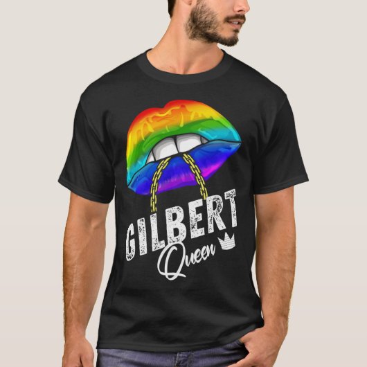 Gilbert Queen LGBTQ Gay Pride Flag Lips Rainbow Me T-shirt (Voorkant)